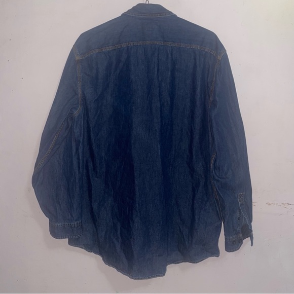 LL Bean Shirt Men XL Tall Blue Jean Denim Button Up Traditional Fit Camp Adult - Picture 2 of 6